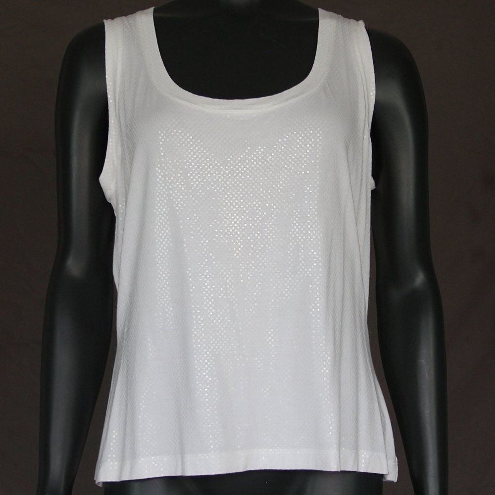 St. John Caviar / White Sequin Top / XL / NWOT